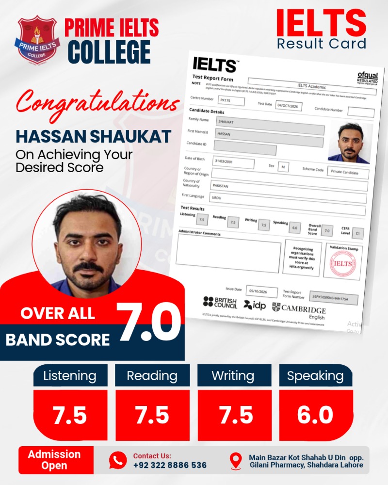HASSAN  SHAUKAT Result Card